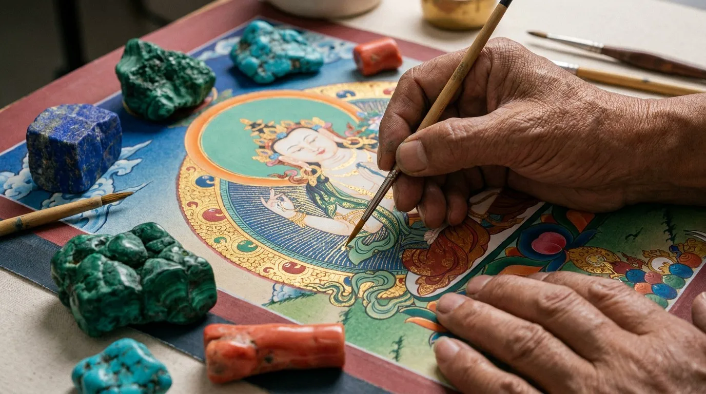 Thangka Mineral Pigments and Brushes