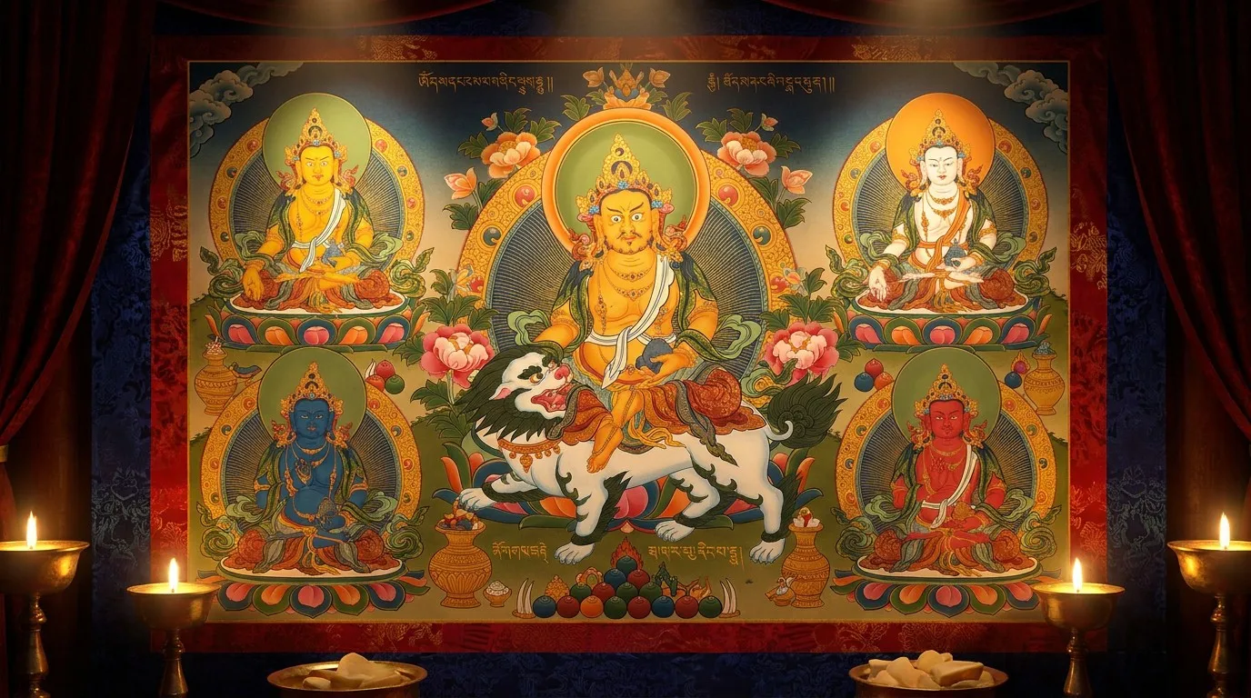 Five-Way Wealth God Thangka Art
