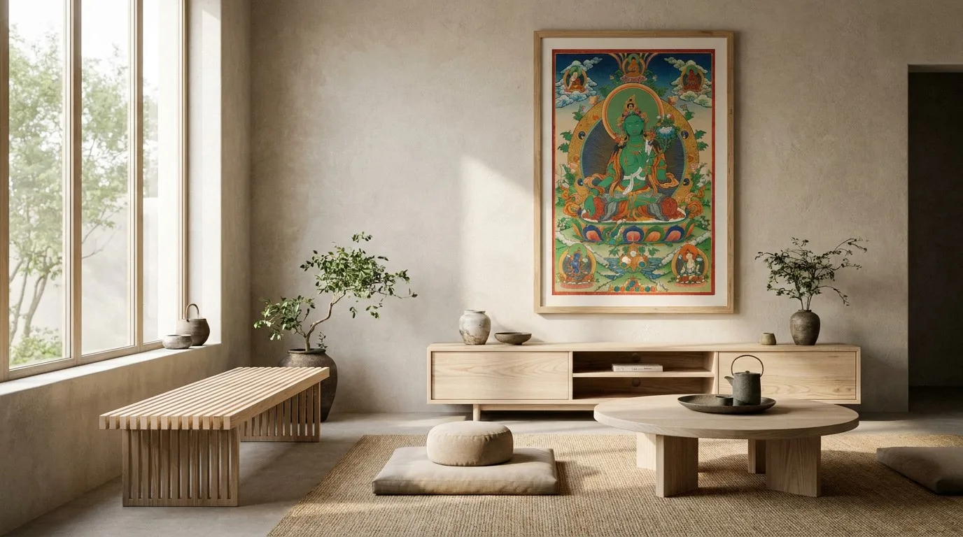 Modern Zen Home with Thangka