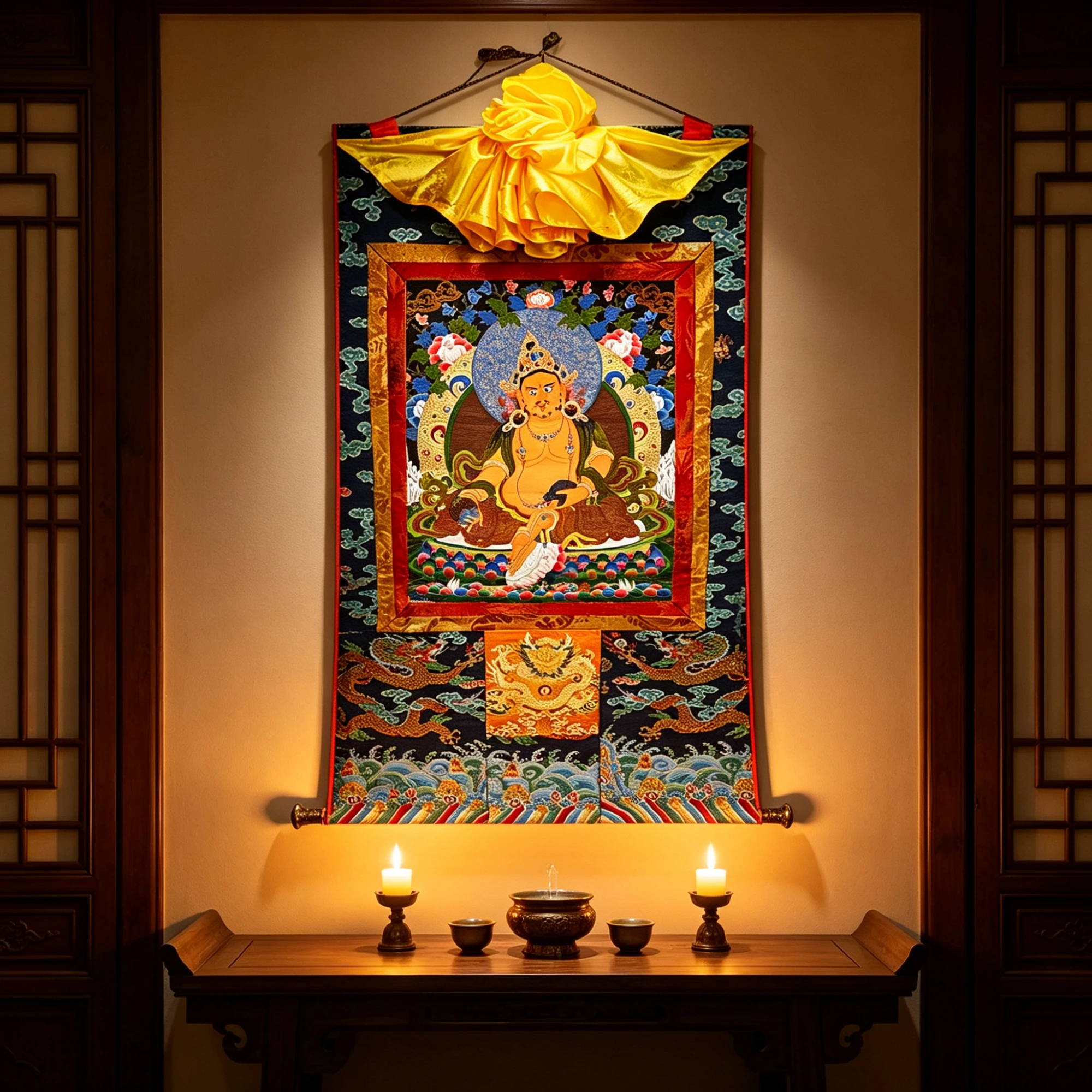 painting_01 Yellow Jambhala Thangka Painting - Image 1