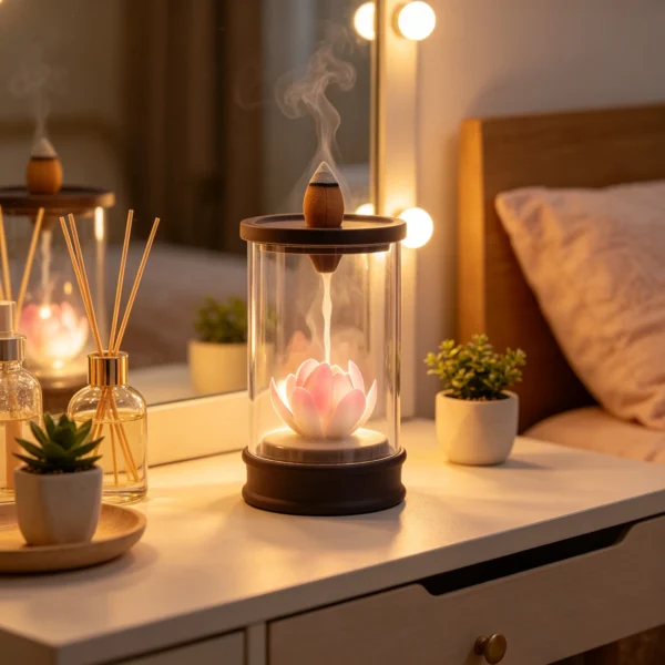 Pink Lotus Glass Backflow Incense Burner